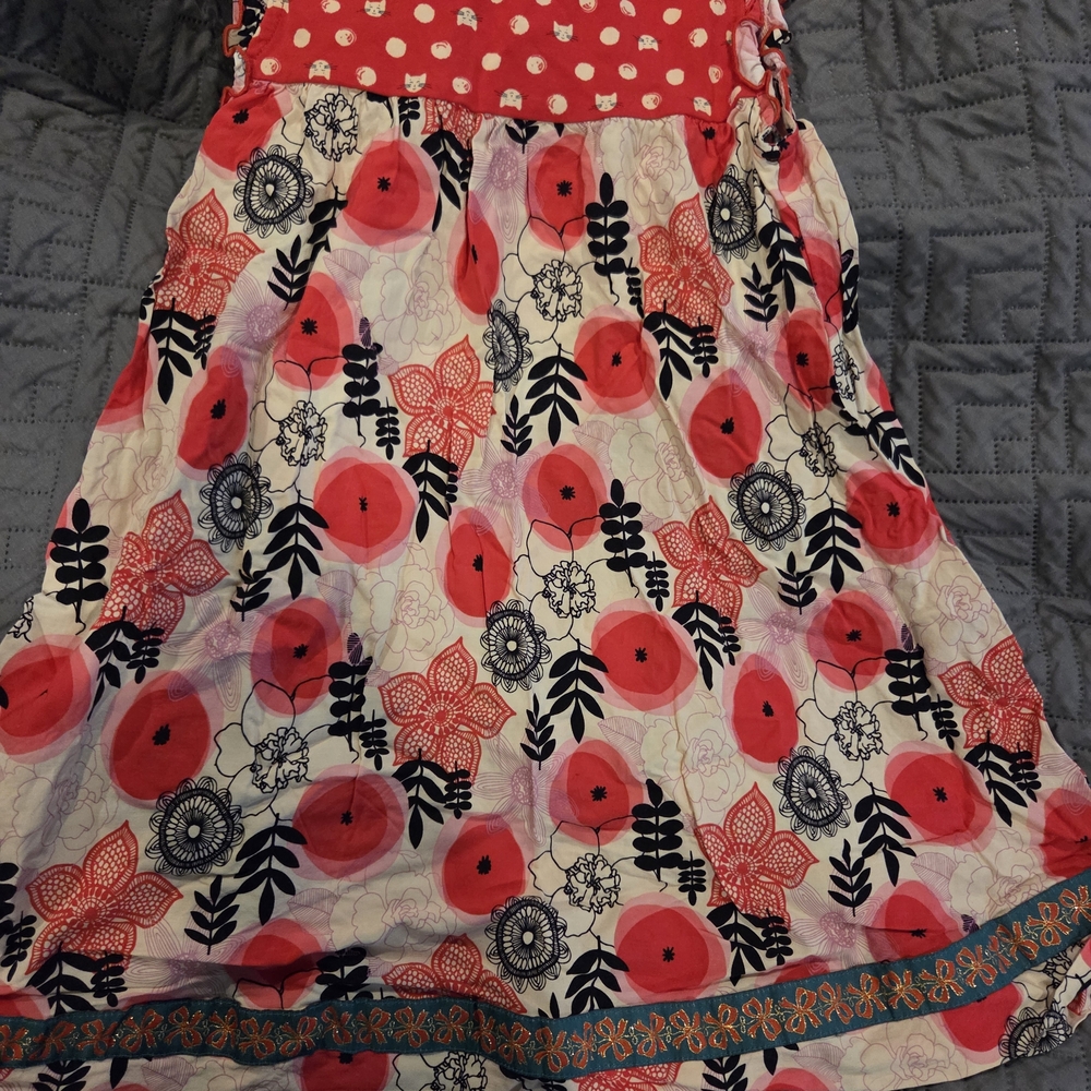 Matilda Jane Red and Black Floral Kids Dress Size 6